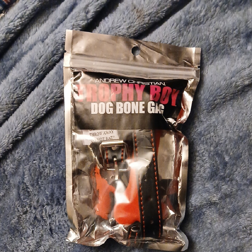 Andrew Christian Trophy Boy Dog Bone Gag - Black and Red